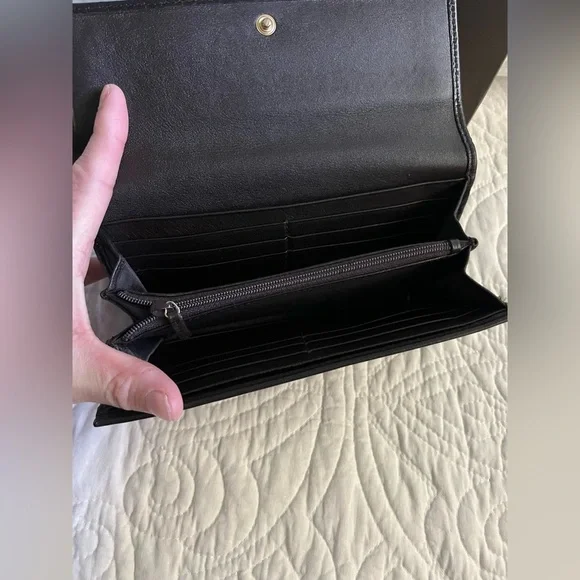 GUCCI Micro Guccissima GG Pattern Long Bifold Wallet Leather Black Gold - Picture 11 of 16